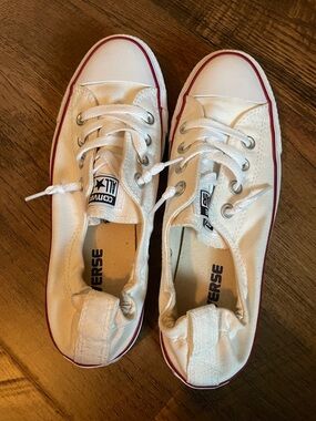 Converse Kids White Low Top Sneakers with Red Accent